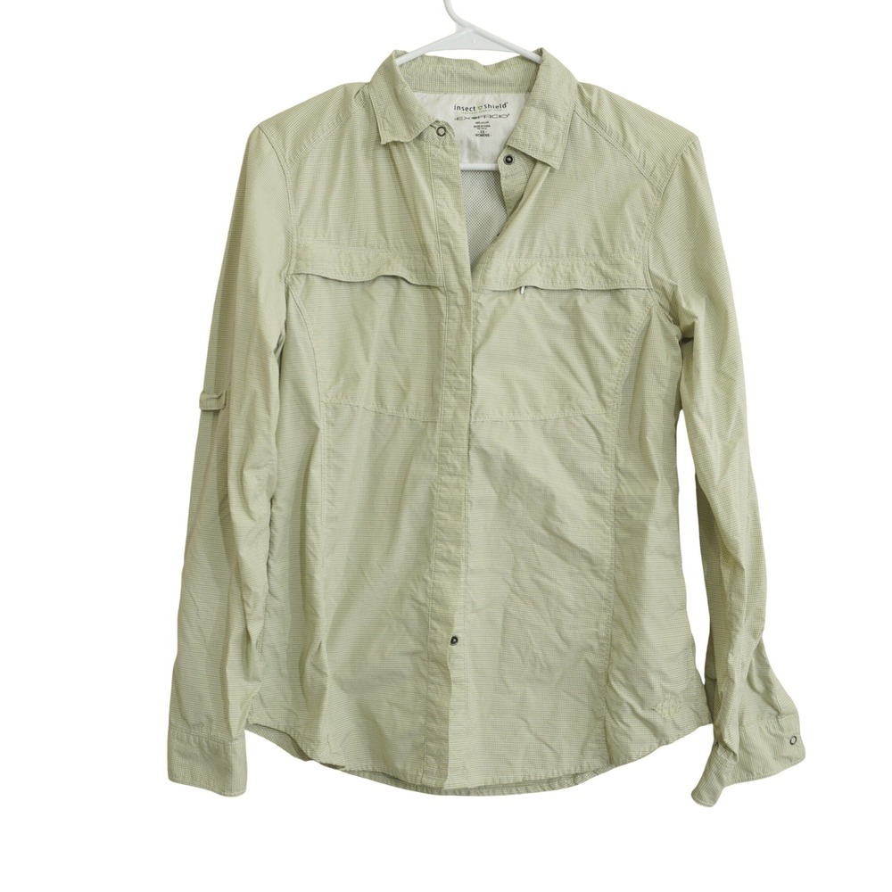 ExOfficio Insect Shield Women's XS Green Plaid Hiking Shirt Long Sleeve Snap